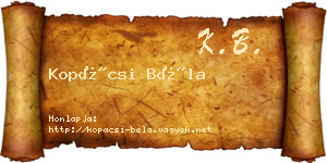 Kopácsi Béla névjegykártya