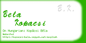 bela kopacsi business card