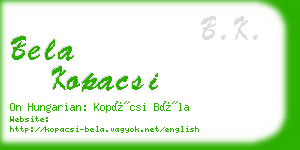 bela kopacsi business card